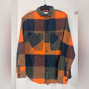 Zara flannel Plaid Shirt (orange, navy)